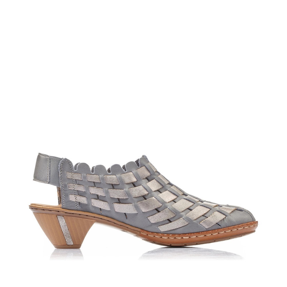 Rieker Antistress 46778 Sina Woven Leather Slingback Shootie/Shoe |Color: Grey🩶 - Picture 4 of 14